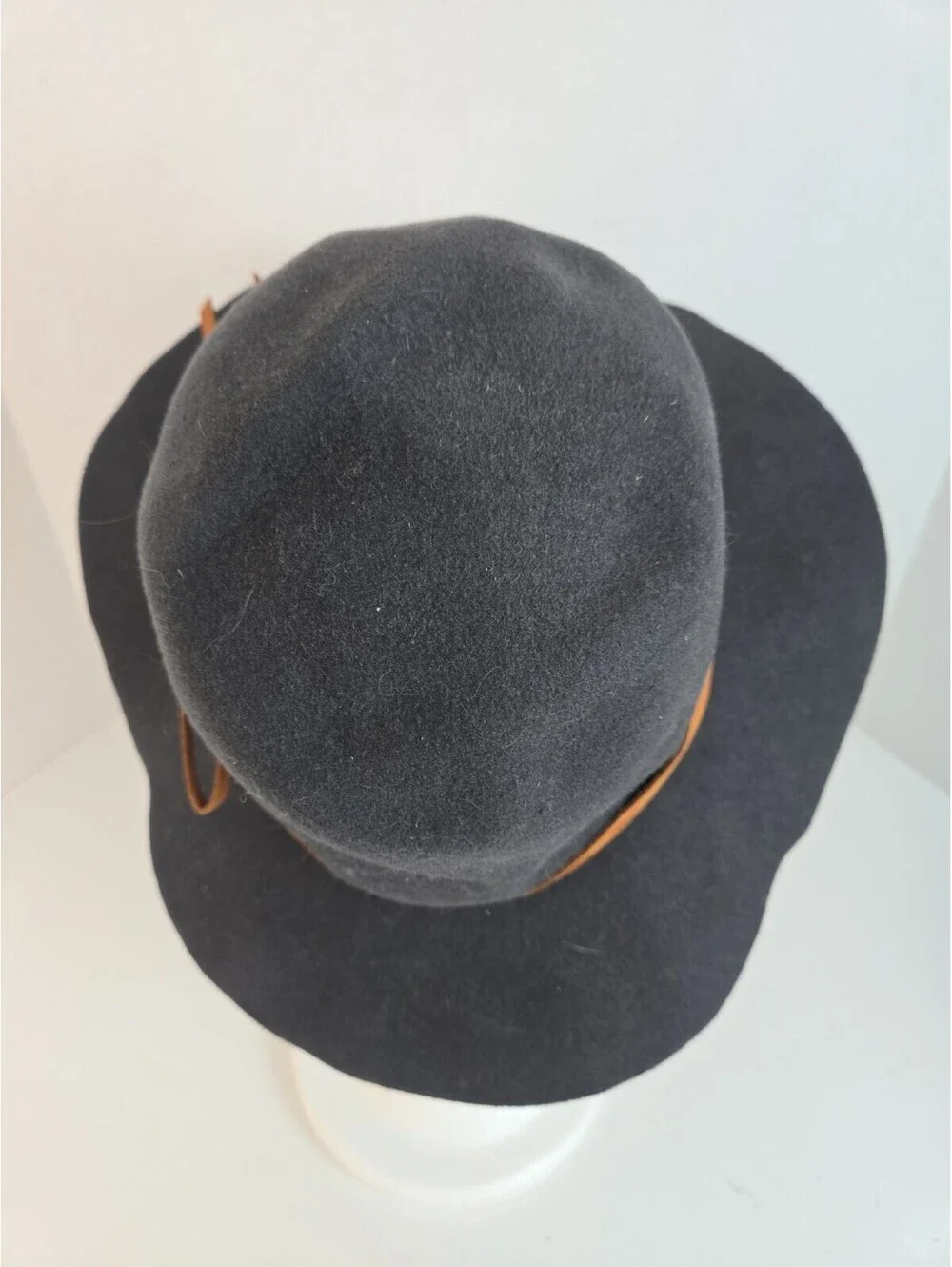 Hat Attack Wool Felt Fedora Hat Leather Band Wide Brim US Made Charcoal Gray